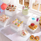 VIVIRBIEN White Wooden Cake Stand Buffet Food Risers, 6pcs Set for Buffet Table, Large Cake/Fruit Display Stand/Cupcake, Perfect for Parties, Weddings - Image 4
