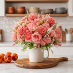 Tigeen 12 Bundles Artificial Flowers Bouquet Silk Peonies, Coral Red - Image 5