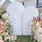 White Wedding Arch Backdrop Cover 7.2ft and 6ft Draped Arch Covers Stretchy Backdrop Spandex Balloon Arch Covers for Bridal Shower Baby Shower Engagement Photography Birthday Party Decorations - Image 3