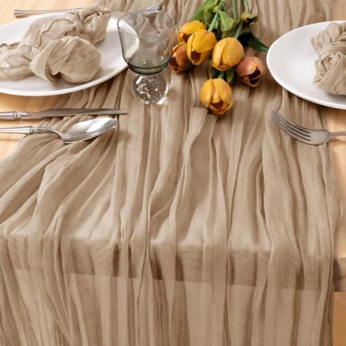 Nude Cheesecloth Table Runner Neutral Boho Fall Runner for Table, 12 Pack - Image 3