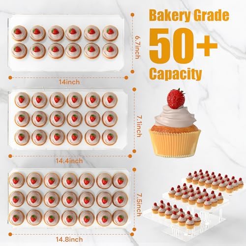 3 Tier Acrylic Cupcake Stand, Transparent Dessert Display - Image 3