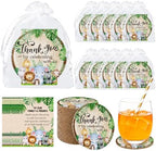 Cinrobiye 50 Set Safari Baby Shower Favor Set, Jungle Animal Cork Drink Coasters with Thank You Cards, Baby Shower Guest Favors, Safari Baby Shower Decorations, Gender Neutral Party Supplies by Cinrobiye