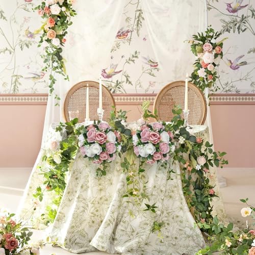 Briful Artificial Flower Balls for Table Centerpieces – 2PCS 8.6" Silk Rose Floral Arrangement Fake Floral Bouquet for Wedding Parties Baby Showers DIY Event Home Decor(Dusty Pink) - Image 4