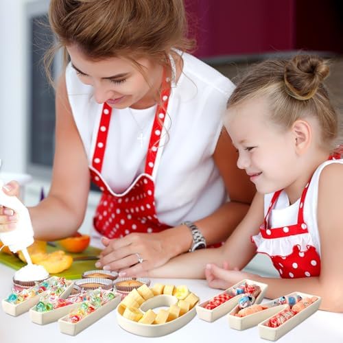 SiliFine 4 Pcs Mother's Day Letter Charcuterie Boards Ceramics Heart Mom Fillable Letters Box Small White Reusable Alphabet Food Serving Tray Platter for Candy Mother's Day Gift Party Decoration - Image 6