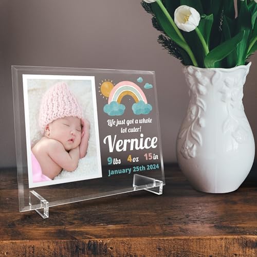 11.75"x9.75" Custom Glass Picture Frame for 5x7 Photo, Personalized Baby Picture Frames, Nursery Decor for Gender Reveal and Baby Announcement Ideas, Adoption Gifts for New Parents (Design 1) - Image 7