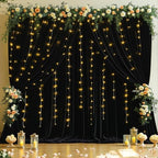 10 x 10ft Black Backdrop Curtains with Lights String for Party - Image 3