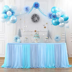 Tulle Table Skirt Blue Tutu Striped Table Skirts for Rectangle Tables Baby Shower Under the Sea Baby Shark Birthday Parties Decoration 14ft - Image 5