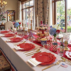 WDF 175Pcs Red Plates - Red Plastic Plates with Gold Rim - Fancy Disposable Dinnerware Sets Ideal for Party/Wedding - Image 4