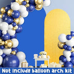 2PCS Arch Backdrop Covers Glitter Gold Sapphire Blue (7.2ft+6ft) , Spandex Fitted Arch Stand Covers Background for Wedding Baby Shower Birthday Bridal Shower Party Decorations(Only Covers) - Image 2