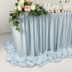 Pooling and Floating Chiffon Table Skirt with extra length, 6FT 9FT 14FT Sheer Tablecloth, Baby Shower, Birthdays Party, Main Cake Table Decoration, Wdding Table Skirt (Blue, 9FT) - Image 3