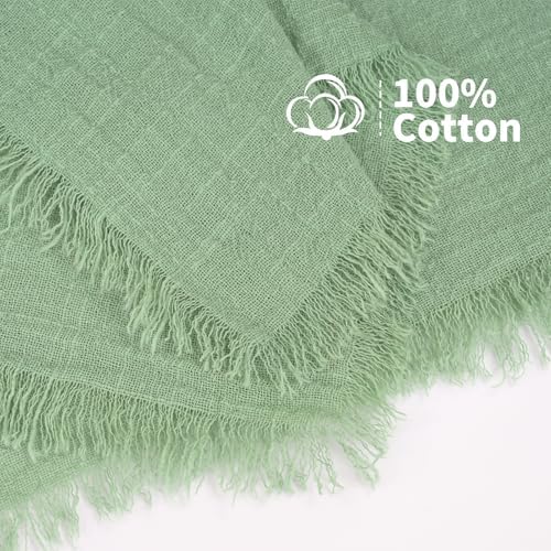 Showgeous 30 Pack Sage Green Cloth Napkins with Fringe, 16x16 inch - Image 4