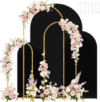 Set of 3 Metal Arch Backdrop Stands with Black Covers, 6/6.6/7.2FT by Laxwuqu