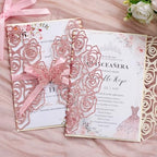 50Pcs Pink Butterfly Wedding Invitations with Envelopes and Rsvp Cards - Image 6