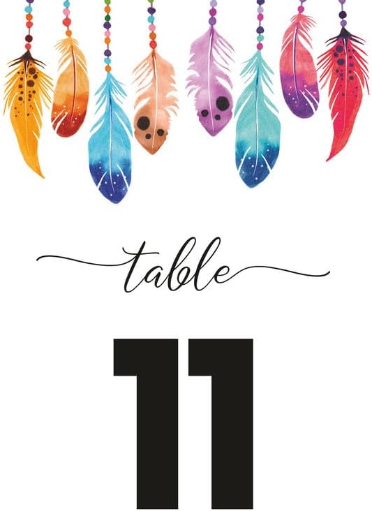 Abstract Feather Design Table Number Cards Double Sided Party Table Numbers for Reception Baby Shower Anniversary Birthday Bridal Party 5x7 100 Pcs by Unknown