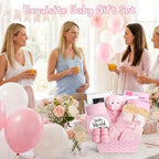 iAOVUEBY Baby Shower Gifts Basket, Baby Girl Gifts & Newborn Essentials Infant First Mileston Keepsakes Blanket Cloths Toy, All-in-One New Baby Girl Gift Set Basket - Image 7