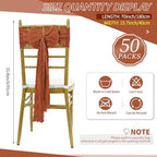 50 PCS Cheesecloth Chair Sashes Bows Wedding Aisle Decorations Chair Ribbon Ties Back Sash for Wedding Party Events Banquet Chair Cover Decoration (Terracotta) - Image 2