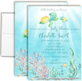 Amanda Creation Custom Baby Shower Invites Watercolor Turtle Baby Shower Invitations 20 5x7 Personalized Sea Turtle Watercolor Invites With Envelopes by AmandaCreation