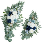 Artificial Dusty Blue Wedding Arch Flower Swags Set of 2 for Welcome Signs Floral and Wedding Reception Ceremony Decorations, White Flowers Decor by UdoulaFlowersforLife