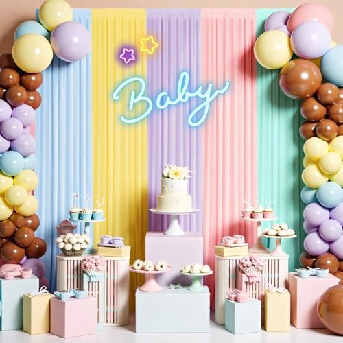 Rainbow Backdrop Curtains - 10x7FT Unicorn Backdrop Curtains - 5 Panels Pastel Backdrop Wrinkle-Resistant for Birthday Party Baby Shower Wedding Classroom Decor Photography Background - Image 5