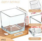 CONNOO 6 Pack 5" x 5" x 5" Clear Square Glass Vase for Centerpieces - Image 2