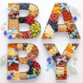 WENPACK 12" Cardboard Letter Shaped Mache Decorative Strawberries Fillable Sweets Candy Container Box (White BABY) by WENPACK