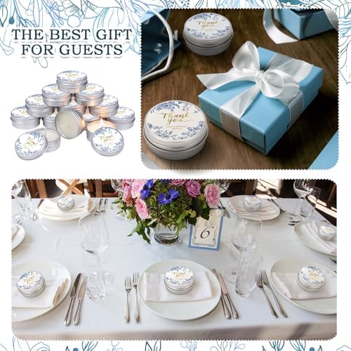 MTLEE 50 Pcs Blue Floral Wedding Candles Gift Favors for Guests 1 Oz - Image 5