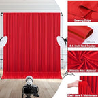 50x10ft Red Backdrop Curtain for Wedding Parties Wrinkle Free Fabric Red Drapes Backdrop Decoration for Baby Shower Birthday Photography Decoration 10 Panels, 5ft x 10ft - Image 4