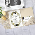 50sets Green Laser Cut Wedding Invitations Card Rose Greeting Cards Envelopes Invitation for Wedding Birthday Baby Graduation Party Supplies (Only invitation cards, Light Gold) by Cylallen