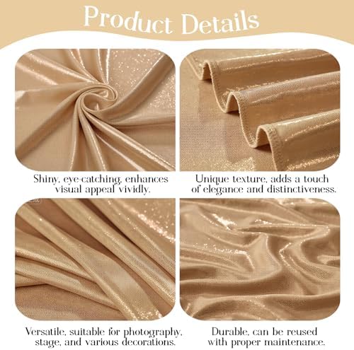 10x10ft Light Champagne Backdrop Curtains Wedding Party Glitter Sequin Curtain Backdrop Fabric Shimmer Drapes Backdrop Bridal Baby Shower Birthday Christmas Photoshoot Background 5x10FT，2 Panels - Image 3