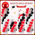 2 Sets Red Black and White Balloon Column Stand Kit, Adjustable Floor Balloon Arch Tower with Foil & Latex Balloons, DIY Decor for Birthday Ceremony Backdrop - Image 4