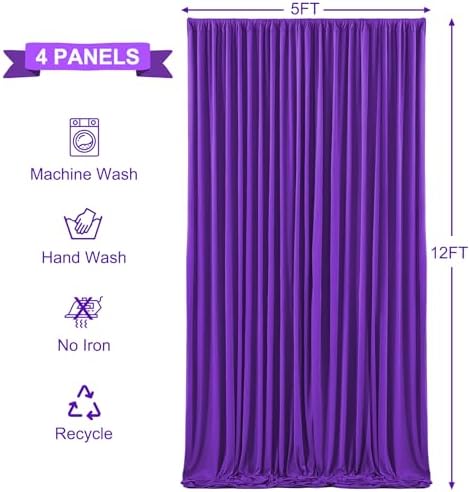 20ft x 12ft Purple Backdrop Curtains Wrinkle Free Backdrop Curtain for Wedding Parties Purple Fabric Backdrops Drapes Back Drop Cloth Bridal Shower Stage Curtains Wedding Decorations for Reception - Image 5