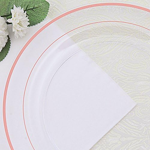 I00000 60 Pcs Rose Gold Plastic Plates, Disposable Party Set Include: 60 Clear Plastic Plates with Rose Gold Trim for dinner and dessert Perfect for Holidays, Wedding & Party Supplies (Pack of 2) - Image 3
