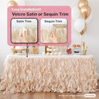 Champagne Gold Table Skirt 6ft. Double Organza, Two Trims Party Tutu Table Skirt! Wedding Decorations Rustic Theme, Graduation, Gold Party Decorations. Table Skirts for Rectangle Tables 6ft - Image 2
