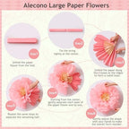 Alecono 9 Pcs Giant Paper Flowers, Extra Large Handcrafted Tissue Paper Flowers Decorations for Wall, Crepe Floral for Mexican Fiesta, Wedding Backdrop, Bridal Shower Birthday Party Decor(24"20"14") - Image 6