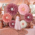Giegxin 6 Pcs 40'', 31.4", 24" Boho Pink Giant Paper Flowers for Wall by Giegxin