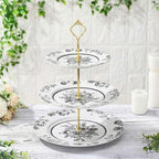 Lallisa 3 Tier Floral Cake Stand 10", 9" and 7" Ceramic Chinoiserie Tiered Serving Tray Dessert Cupcake Display Holder Tower for Wedding Baby Bridal Shower Tea Party Decoration(Chinoiserie,Black) by Lallisa