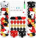 2 Sets Casino Theme Balloon Column Stand Kits Red Black Gold Balloons Column Kit with Dice Poker Tower Stand Kit 2 Sets Balloons Tower Sets for Las Vegas Game Night Themed Party Supplies by Unknown