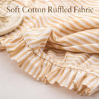 Yellow White Striped Ruffled Tablecloth Rectangle 55" x 70" Farmhouse Washed Cotton Table Cloth with Short Ruffle Cottage Table Cover for Boho Dining Room Kitchen Picnic Home Party Decoration - Image 3