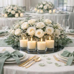 Set of 72 Richland Votive Candles Ivory Unscented and 72 Clear Glass Eastland Votive Holders - Image 3