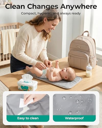 BAGSMART Baby Diaper Bag with Waterproof Pad, Black - Image 5