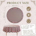 Tudomro Striped Tablecloth, Round, Pink, Grass Green, 60'' X 60'' - Image 2