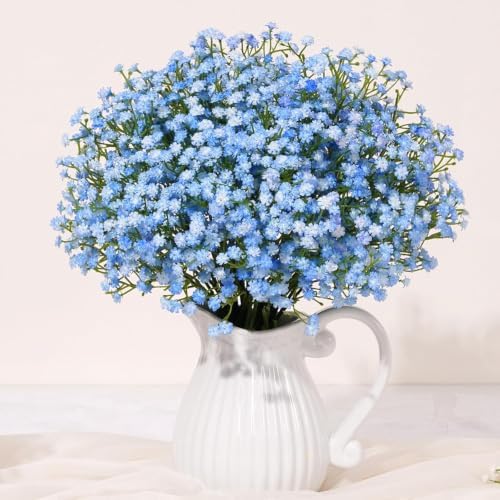 Waipfaru 30 Pcs Blue Babys Breath Artificial Flowers Bulk, Real Touch - Image 5