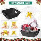 AFOROEOA 6PACK Black Baskets For Gifts Empty, 10x12”Thick Black Gift Basket with 6 Bows 6 Bags Empty Gift Baskets for Christmas Thanksgiving Wedding Birthday Party Wrapping Gift - Image 2