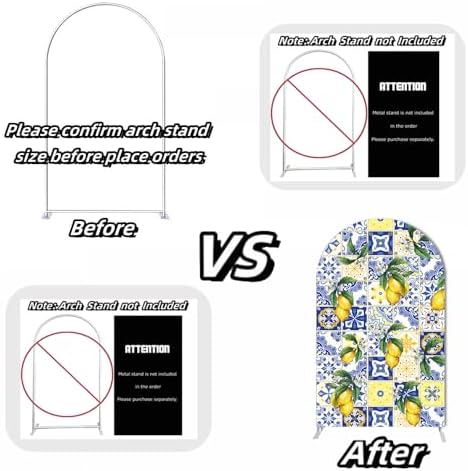 NIVIUS PHOTO Mediterranean Lemon Arch Backdrop Blue & Yellow Tile Party Decor for Indoor/Outdoor Events, Birthday Photo Booth Background (6X3FT,ZUS-Arch-GX-1180) - Image 5