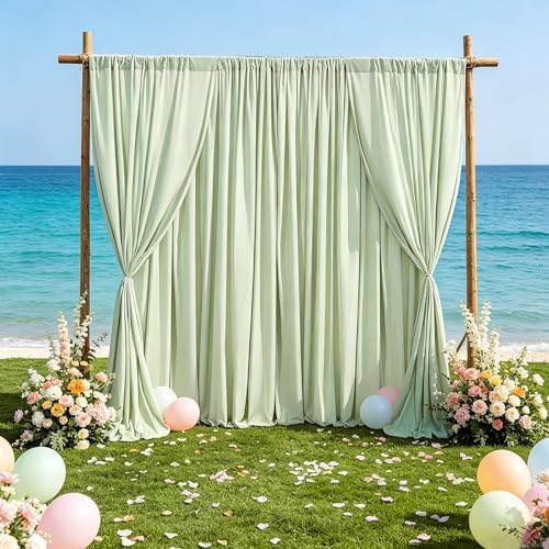 Pea Green Backdrop Curtains 20ftx10ft Garden Polyester Photo Drapes - Image 6