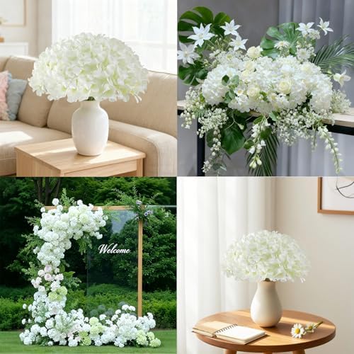 65Pcs White Hydrangea Artificial Flowers Bulk for Home Decor - Image 5