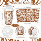 50 Sets 12oz Cielito Lindo Cups Mexican Paper Cup Copas De Barro Disposable Fiesta Coffee Drink Mug with Lid Sleeve for Birthday Baby Shower Wedding Party Supply Cafe Shop Decoration - Image 3