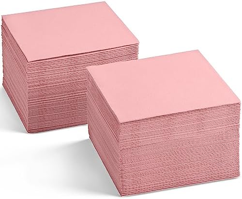 Disposable Linen-Feel Light Pink Napkins, 6.5" x 6.5" Paper Napkins For Valentine's Day, Baby Shower, Wedding, Party, Dinner Or Holiday (100 Pack) by SERVIETTO