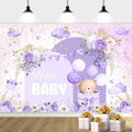 10X8ft Purple Baby Shower Backdrop Cute Purple Boho Floral Baby Shower Backdrop, Girl's Birthday Party Background Decor Cartoon Birthday Party Background Photo Booth Props by DRGILAU