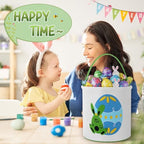 Honeydak 6 PCS Easter Basket for Kids, Bunny Tote Bags Mixed Colors - Image 6
